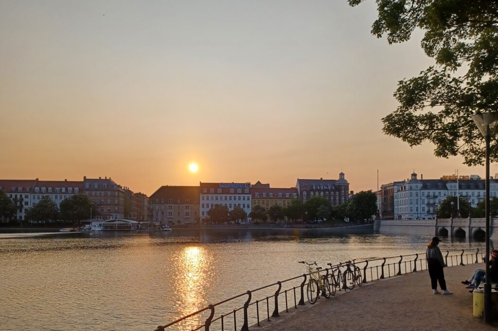 sunset at the lakes in copenhagen